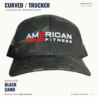 AF Curved Trucker Snapback Hat | Black Camo