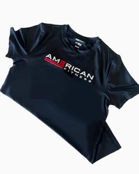 American Fitness Classic Performance T-Shirt Black — 87% polyester 13% spandex Dri-Fit athletic tee — back view
