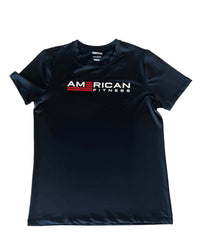 American Fitness Classic Performance T-Shirt Black — 87% polyester 13% spandex Dri-Fit athletic tee — side view