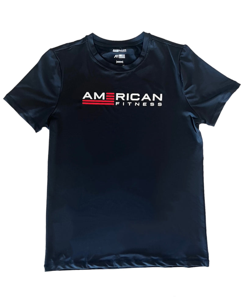 American Fitness Classic Performance T-Shirt Black — 87% polyester 13% spandex Dri-Fit athletic tee