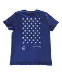 American Fitness Pursuit T-Shirt Blue — 87% polyester 13% spandex Dri-Fit performance gym tee