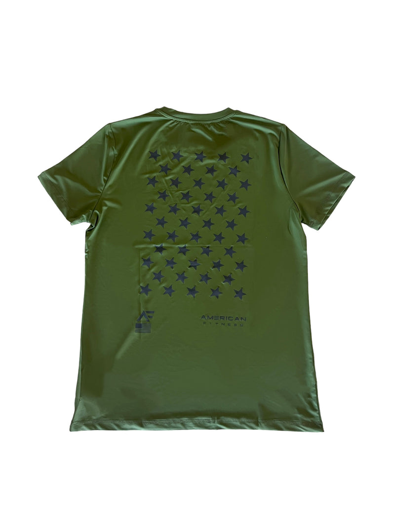American Fitness Pursuit T-Shirt Forest Green — 87% polyester 13% spandex Dri-Fit performance tee