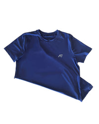 American Fitness Pursuit T-Shirt Blue — 87% polyester 13% spandex Dri-Fit performance gym tee — side view