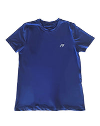 American Fitness Pursuit T-Shirt Blue — 87% polyester 13% spandex Dri-Fit performance gym tee — detail view
