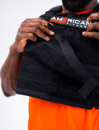 American Fitness AF Plate Carrier Weight Vest — 500D nylon MOLLE tactical training vest — flat lay