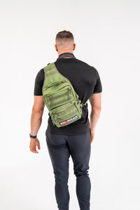 American Fitness AF Bravo Sling Bag — 1000D Cordura KEVLAR stitching tactical EDC sling pack — flat lay
